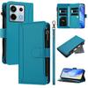 For Xiaomi Poco X6 5G/Xiaomi Redmi Note 13 Pro 5G Leather Case 9 Card Slots Zipper Wallet Stand Phone Cover with Wrist Strap
