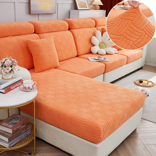 Jacquard Sofa Seat Cover Cushion Strech Warm Seat Covers Solid Color Armchair Slipcover Luxury Thick Couch Covers Pet Kid