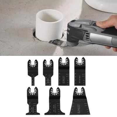7pcs Oscillating Saw Blades Wear Resistant Cutter Blade High Carbon Steel Bi-Metal Curved Edge Multitool Blades Sharp