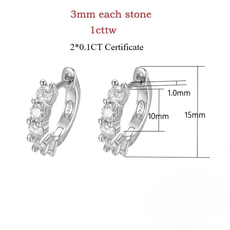 

Серьги-кольца Smyoue, каждая 0,2 карата, 3,5 мм, сертифицированные, полностью из муассанита, для женщин, классические, сверкающие, свадебные украшения, покрытие чистым 925 пробой, 18 карат