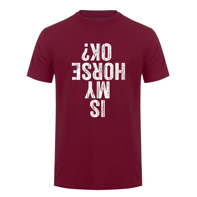 Is My Horse Ok Upside Down Tshirt Funny Horseback Riding Equestrian Horse Lover Cotton Tshirts Da281