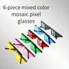 4/6-piece mosaic pixel glasses, unisex anime glasses, suitable for parties, gatherings, and gifts.