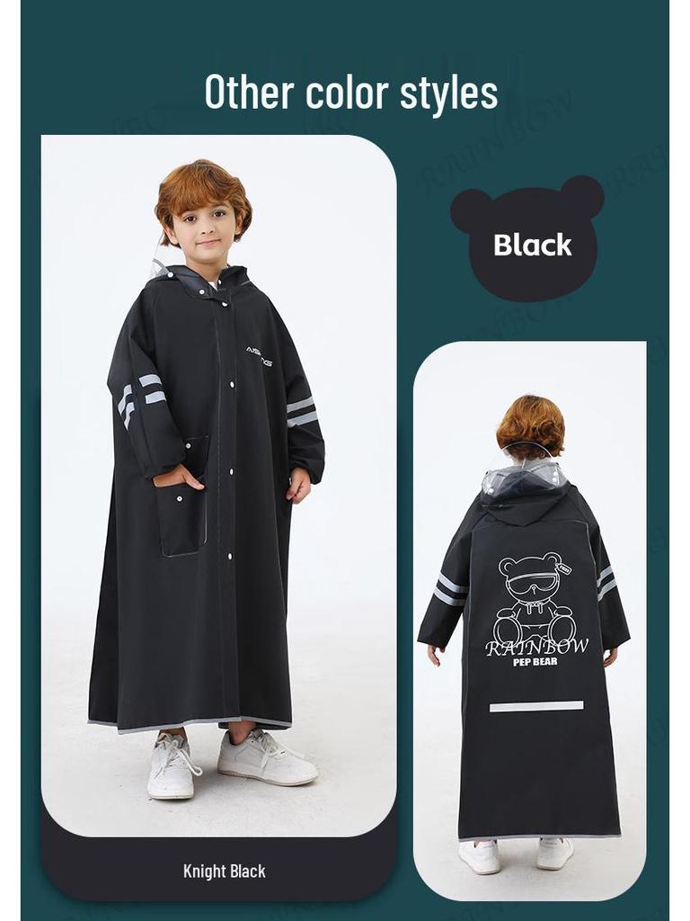 Kids' Long Raincoat with Backpack Compartment - Stormproof Poncho for School, Boys & Girls Plus Size