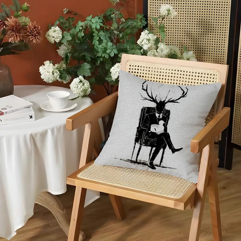 Tv H-Hannibals Cushion Cover Silky Short Plush Invisible Zipper Dustproof Sofa Pillow Case For Home Decor