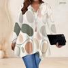 Women Plus Size V Neck Long Sleeve Abstract Leaf Print Irregular Hem Tunic Top