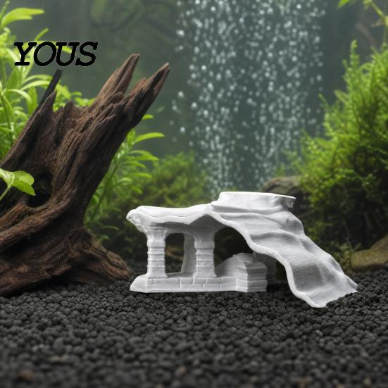 Multi-entrance Fish Cave Vintage Temple Aquarium Hideout, 3D Printed Tank Small Shelter Tunnel, Under Gravel Tunnel for Shrimp Corydoras Pleco Octopus