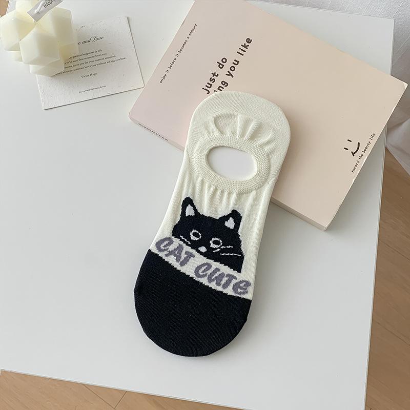 Invisible Shallow-mouth Sock Girl, Spring and Summer Cartoon Little Animal Boat Socks, Cute Short Socks, Sweat-absorbing Boneless Sock Girl