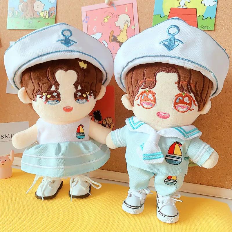 20cm Doll Clothes Lovely Hat Navy Uniform Suit Outfit Dolls Accessories for Korea Kpop EXO Cotton Idol Dolls Present DIY Playthings