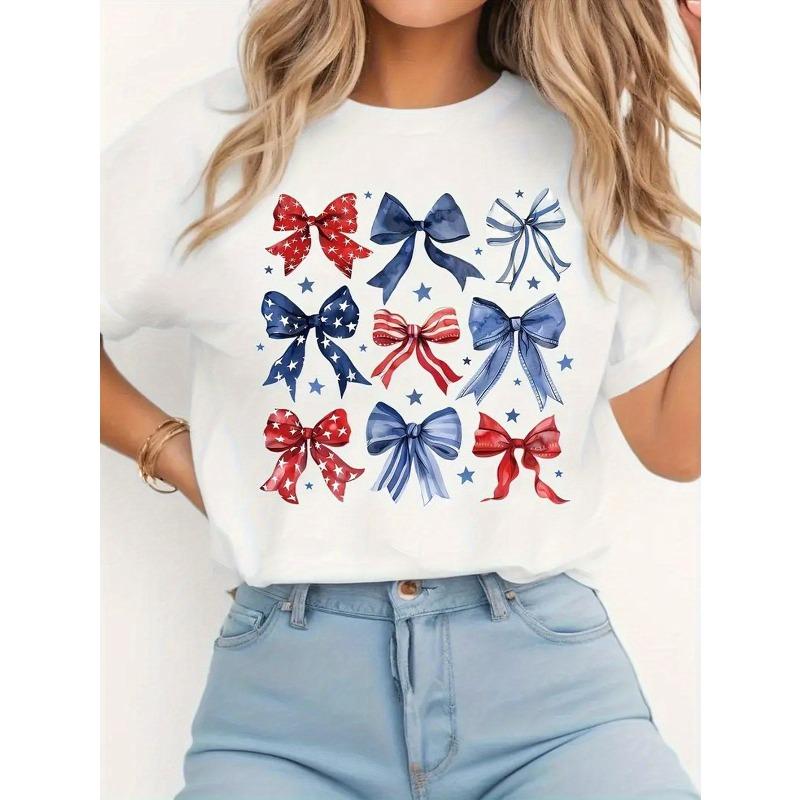 European Size Fashionable Printed Women S T-Shirt - Comfortable And Relaxed, Round Neck, Suitable for All Seasons, Elegant Casual Top S