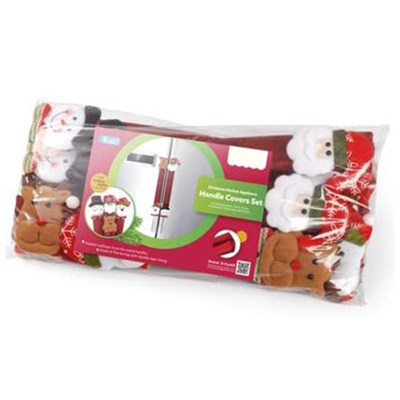 Holiday Appliance Sleeve Set of 8, Soft Fabric Refrigerator Pull Sleeves with Hook and Loop Closure for Christmas Kitchen Accent Display