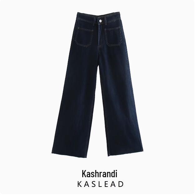 

Women s Winter 2024 European and American Style Navy Patchwork Pocket Jeans L