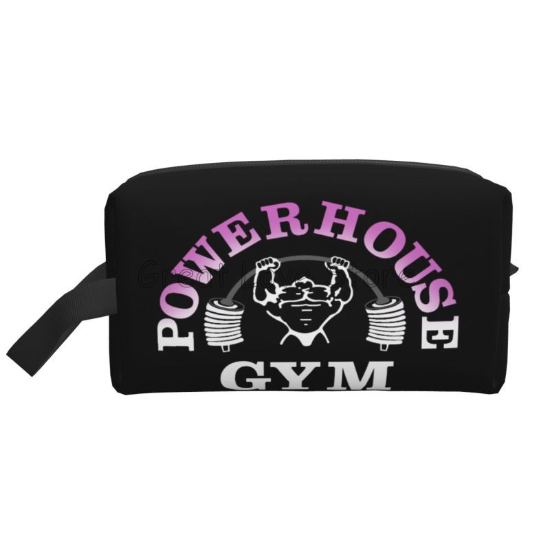 Kawaii Powerhouse Gym Travel Toiletry Bag Women Bodybuilding Fitness Muscle Makeup Cosmetic Organizer Beauty Storage Dopp Kit