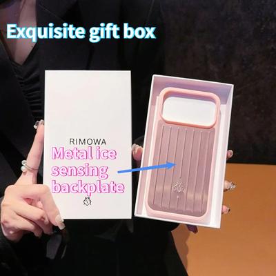 Metal Ice Sensing Backplate Premium Luxury Aluminum Alloy 3D Corrugated Stripe Luggage Phone Case for IPhone 17 ProMax 16 15 14 Anti-Drop Bumper Cover