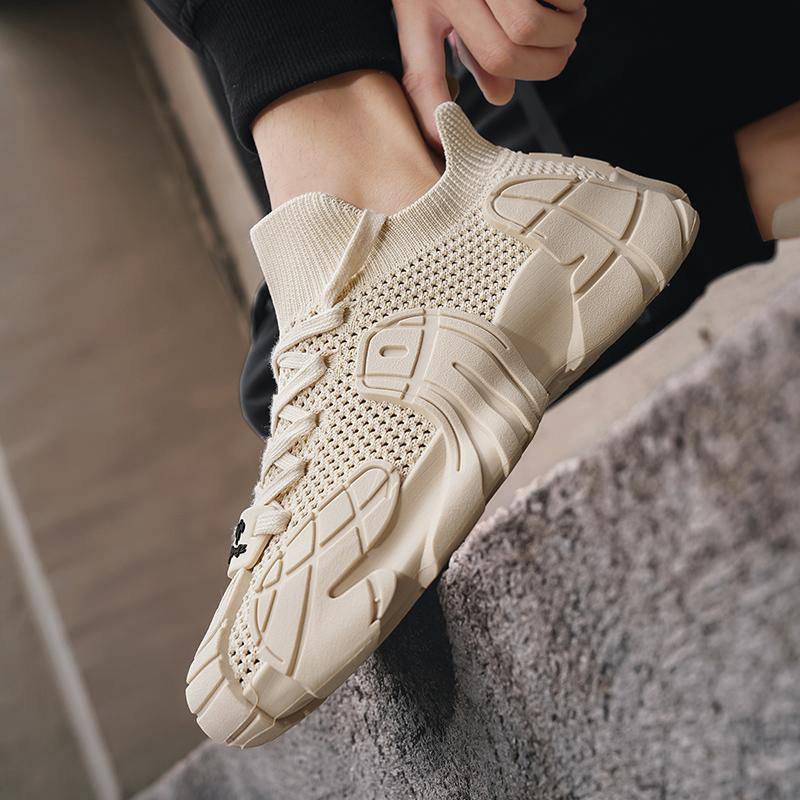 2025 Letnie Brązowe Codzienne Trampki Skarpety Męskie Buty Oddychająca Dzianina Męskie Treningowe Platforma Męskie Buty do Biegania zapatillas de hombre