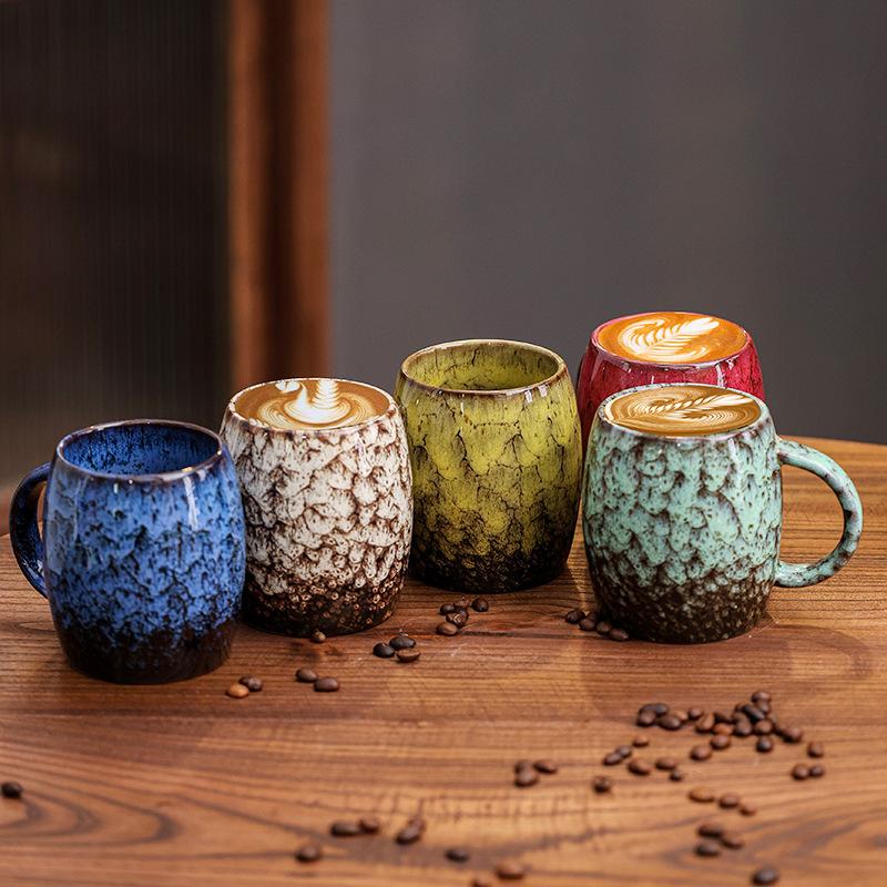 Ceramic Coffee Cup American Retro Latte Latte Flower Cup High Value Water Cup Large Capacity Mug