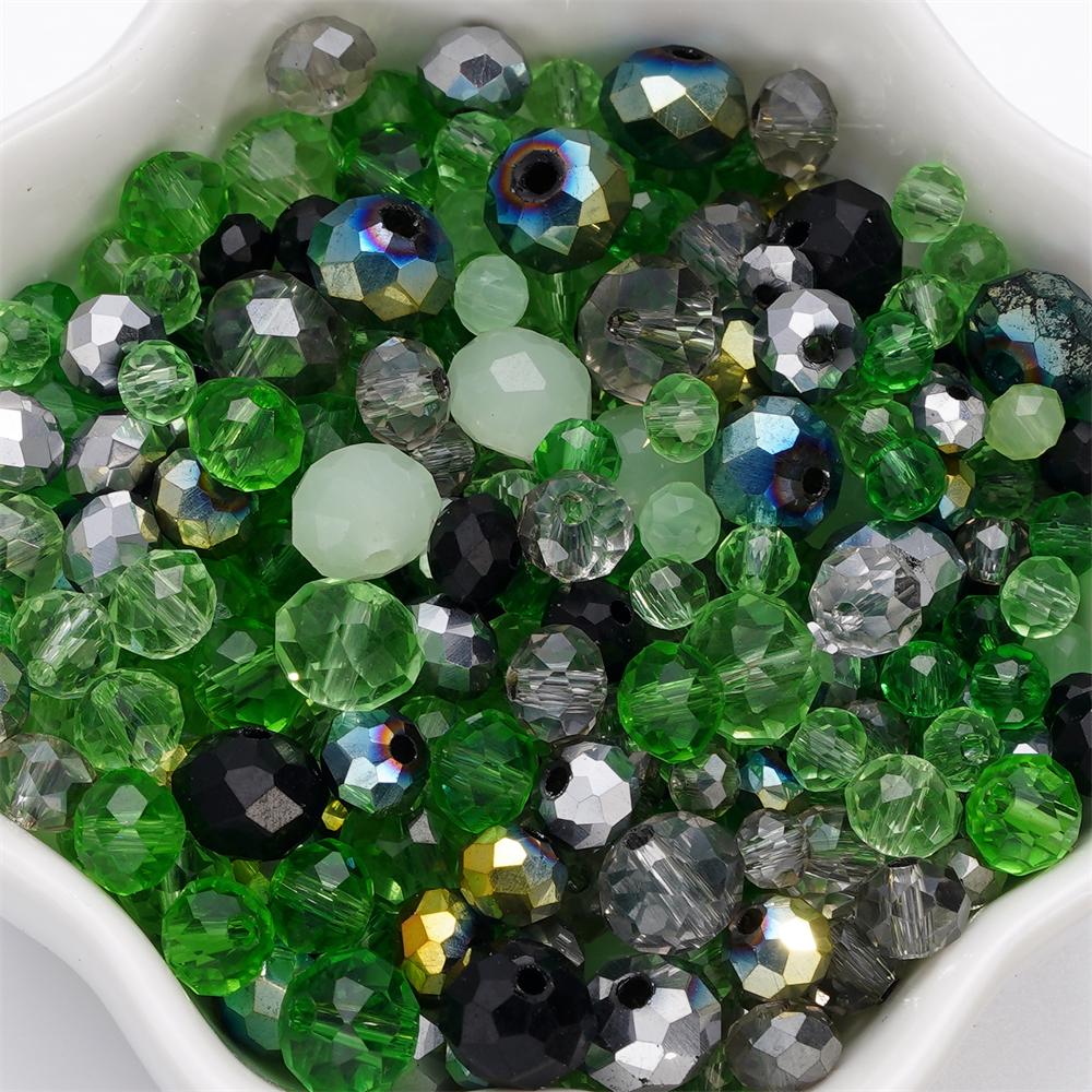 300pcs 4-8mm Mixed Glass Round Faceted Beads Spacer Loose Bead for Bracelet Necklace Phone Chain DIY Jewelry Making Accessories