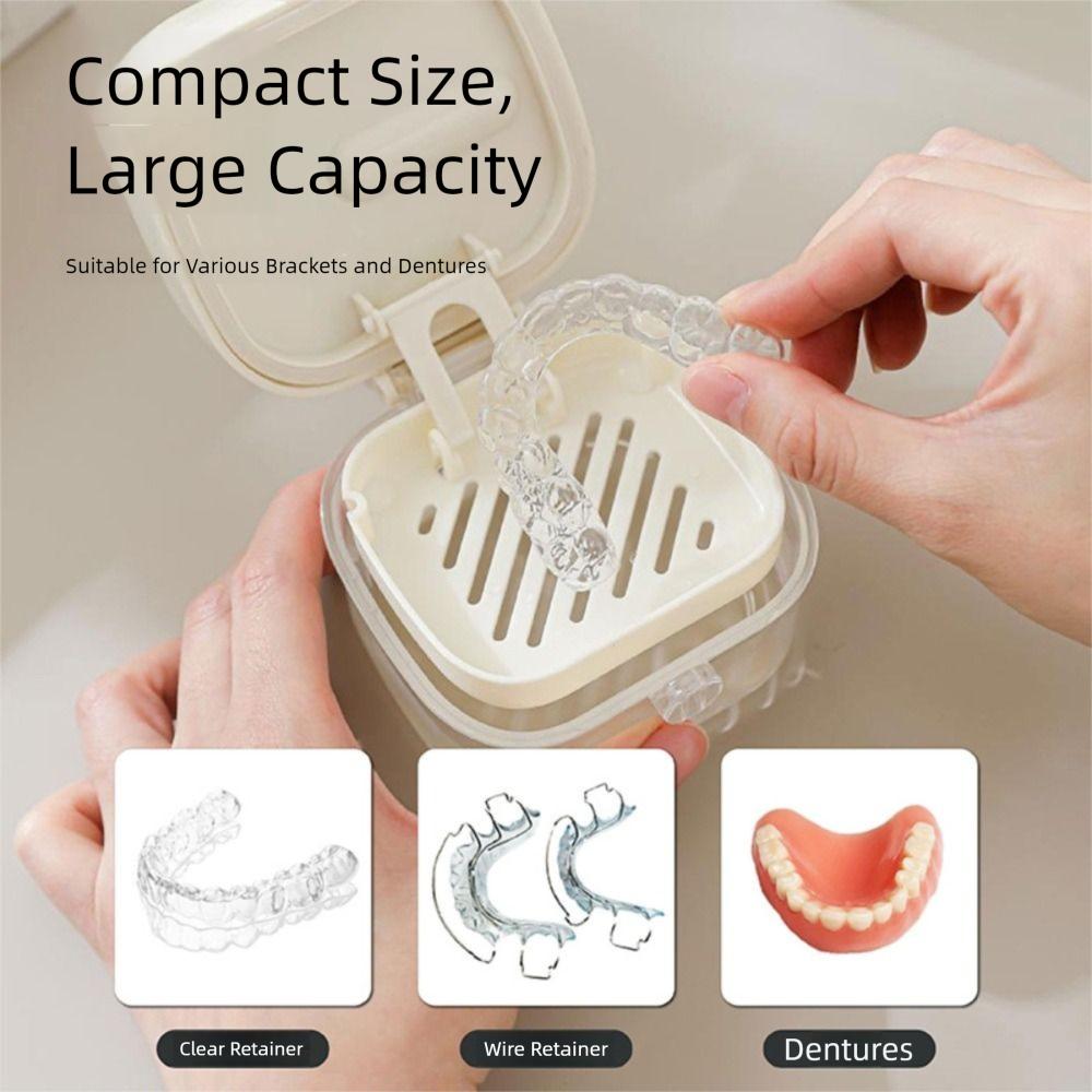 Transparent Denture Soaking Cleaning Box Portable Orthodontic Retainer Case False Teeth