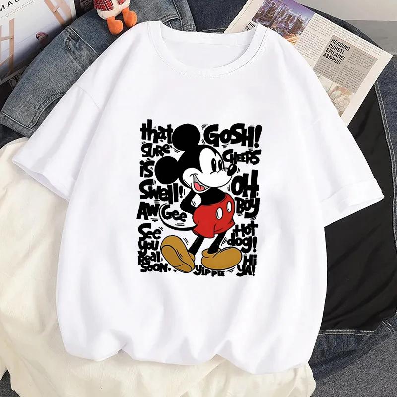 Cartoon Cute Mickey Alphabet Print Tshirt Summer Unisex and Unisex Casual Shortsleeved Tshirt Top Harajuku Style Tshirt