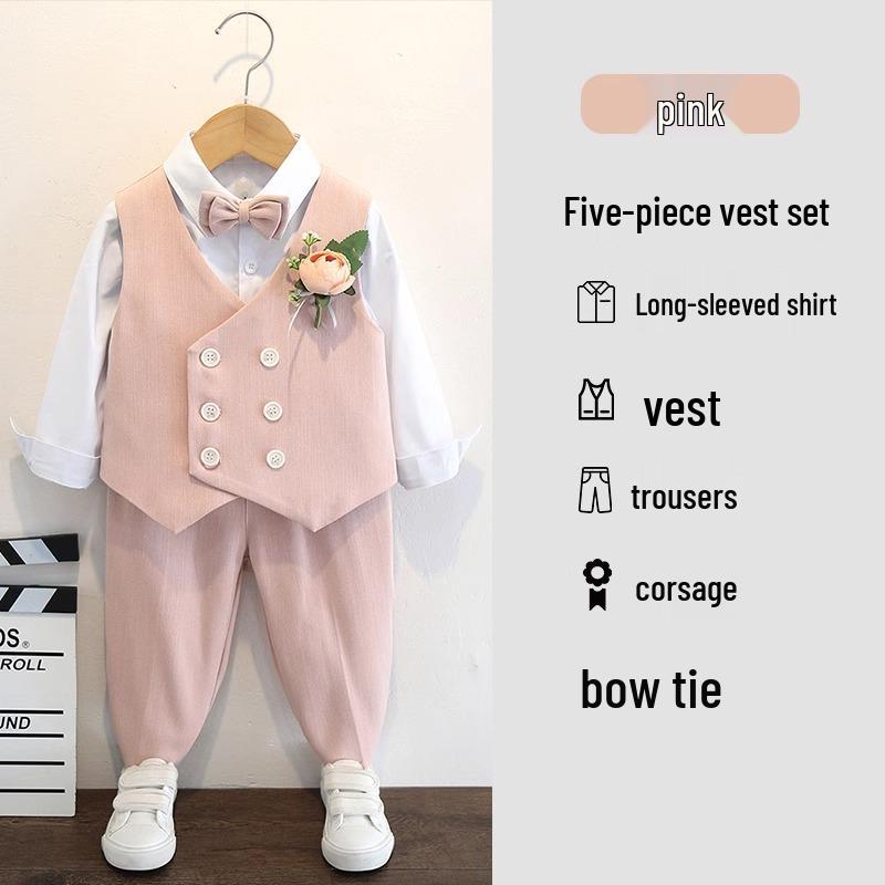 Boys' British Style Summer Suit - Baby's First Birthday Formal Wear, Wedding Flower Boy & Piano Performance Outfit