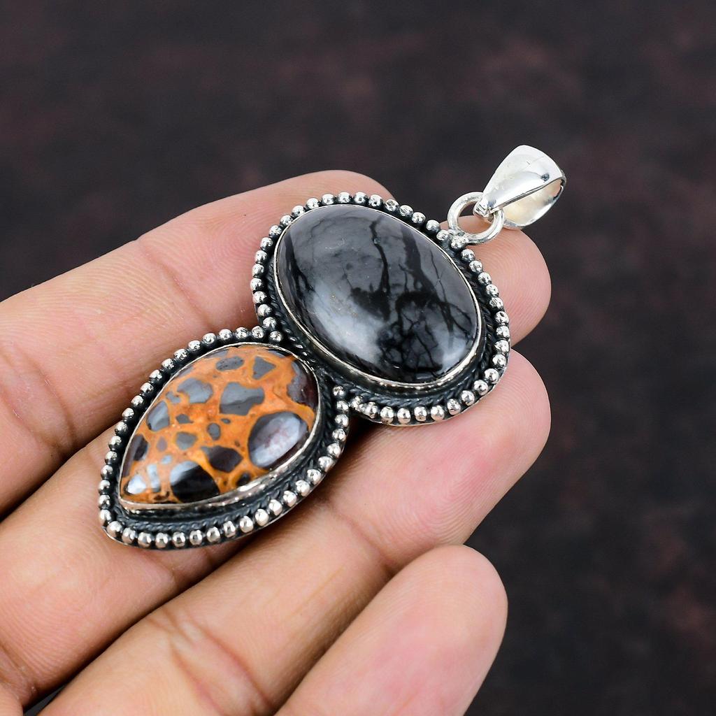 Picasso Jasper Pendant Bauxite Pendant 925 Sterling Silver Pendant Gemstone Handmade Jewelry Vintage Pendant Gift For Women Designer Jewelry