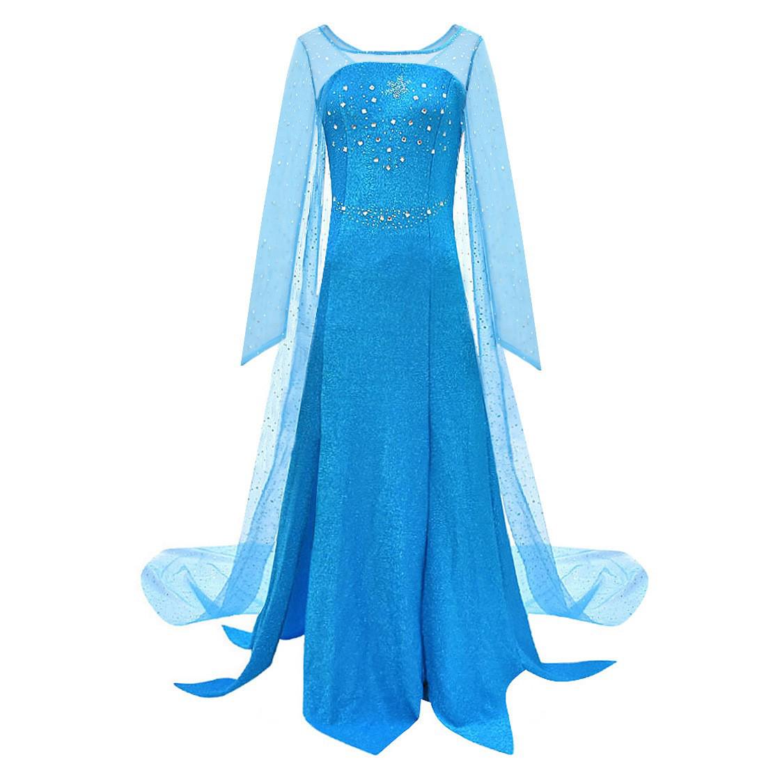 

European & American Halloween Cosplay Costumes: Frozen Elsa Princess Dress for Women Large