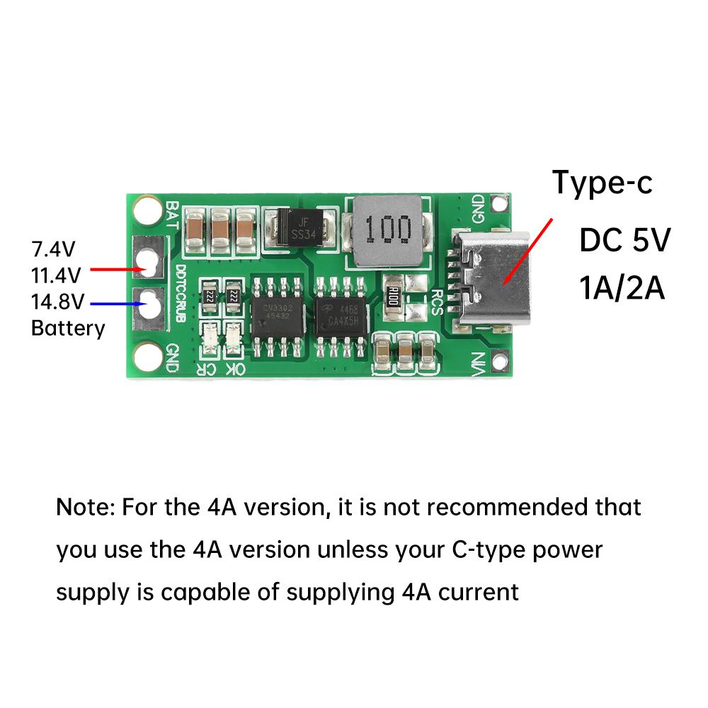 2S/3S/4S 1A 2A 4A Typ-C Auf 8,4V 12,6V 16,8V Step-Up Boost LiPo Polymer Li-Ion Ladegerät DC 36V 18650 Lithium-Batterie