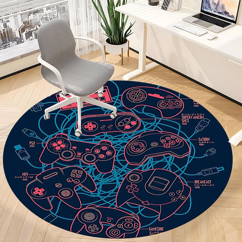 1pc Gaming Controllers Office Round Area Rug, Under Office Chairs Bedroom Living Room Home Decor, Room Deco