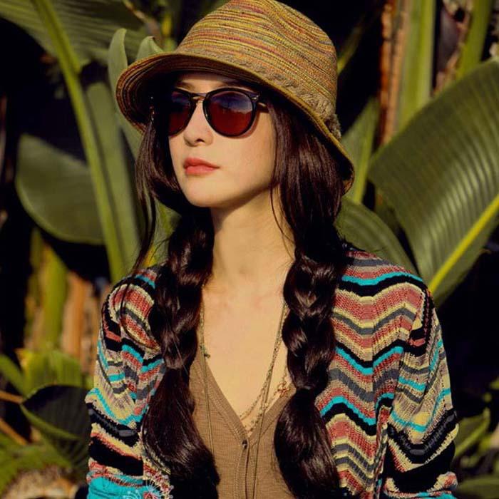 

Choking Pepper Colorful Hemp Rope Straw Hat, Summer Beach Bohemian Parent-Child Hat Top Hat Women s Versatile M（56-58cm）
