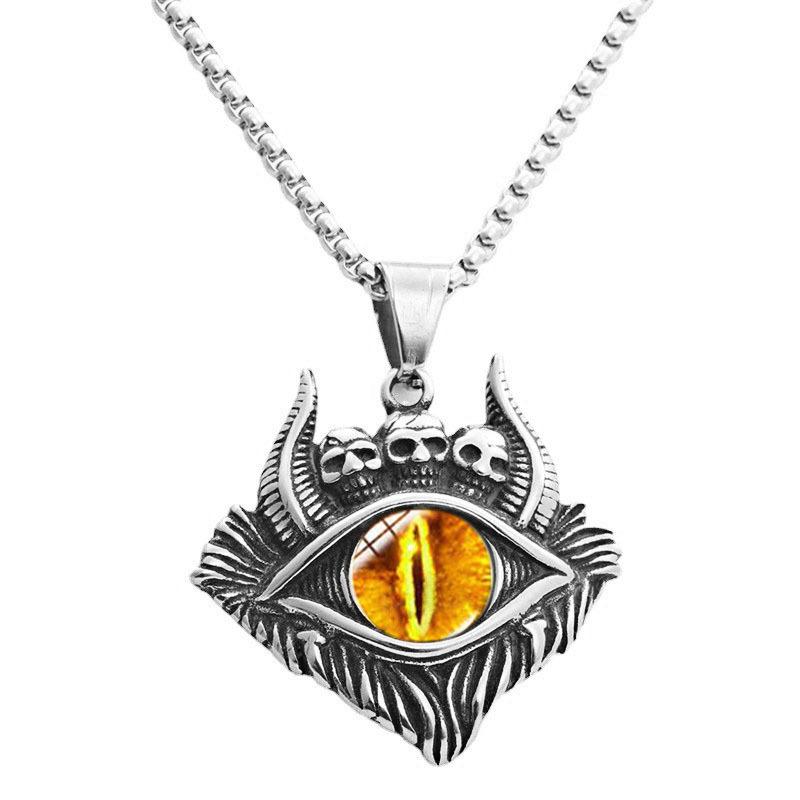 Vintage Devil's Eye Necklace Men's Trendy Personality Dark Style Punk Jewelry Blue Eye Pendant