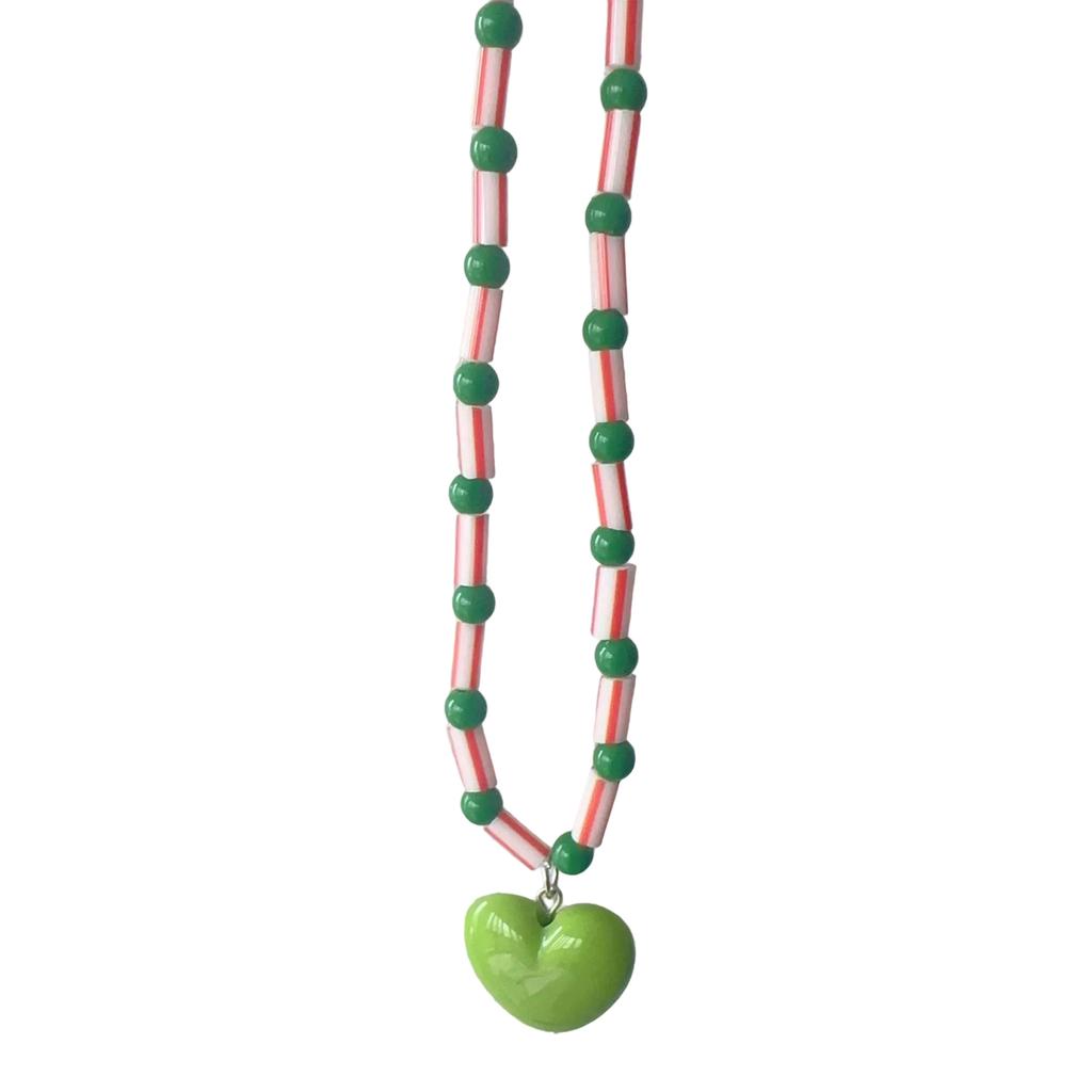 Heart Beaded Necklace Unique Neck Jewelry Heart Pendant Necklace Resin Texture Fashion Necklace for Fashion Ladies