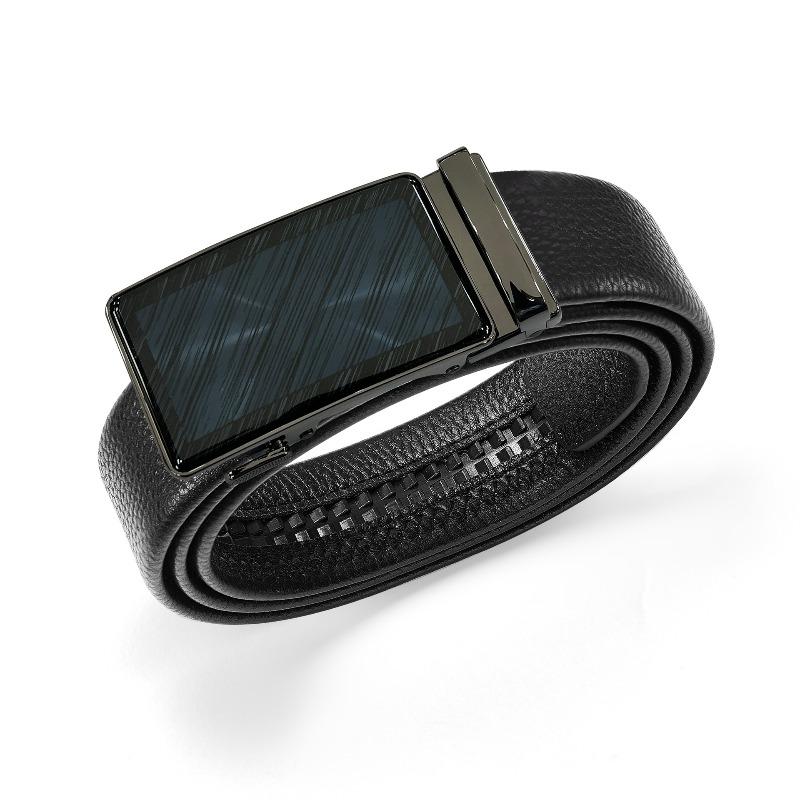 

en s first layer cowhide lychee pattern automatic buckle belt fashionable versatile belt with trousers 120*3.5cm