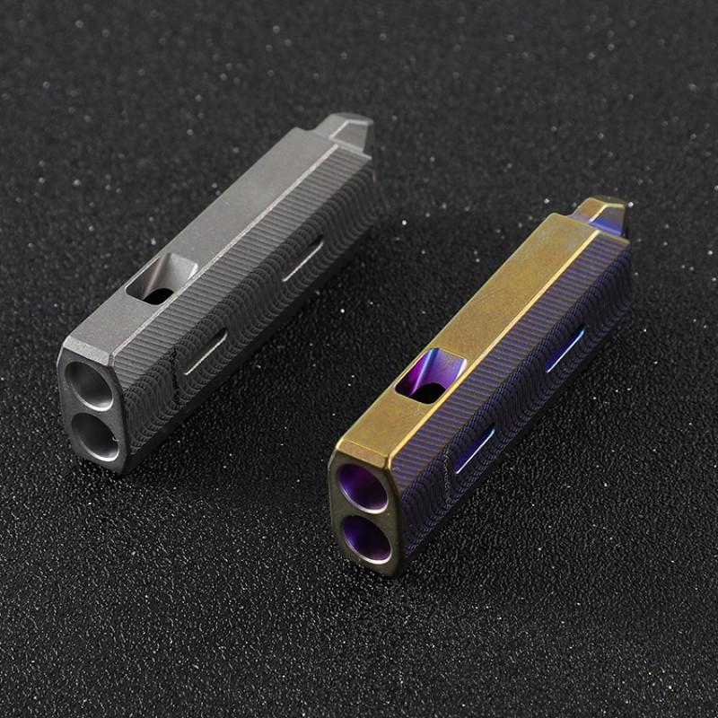 Titanium Dual-Chamber High-Pitch Survival Whistle Hiking Camping Outdoor Emergency Signaling