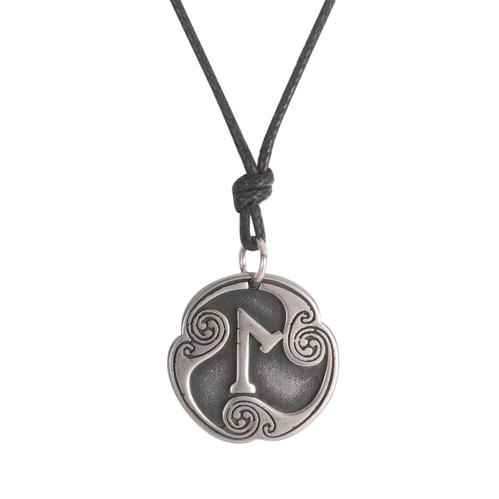 Retro Mysterious Runes Necklace Viking Jewelry Rope Chain Adjustable Necklaces Stainless Steel Pendant Amulet Jewelry