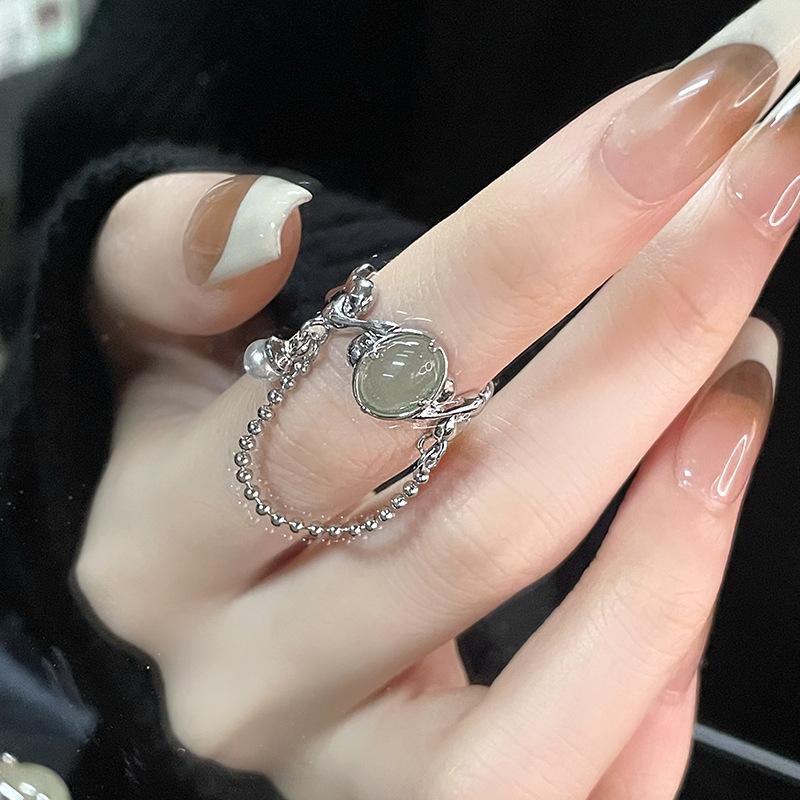 Niche Design Jade National Style Chain Simple Personality High Sense Light Luxury Open Ring Women