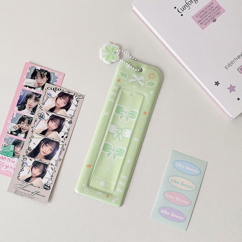 Girls Transparent Photo Card Holder Student Cartoon Star Design Long Style Photo Booth Strip Display Sleeves