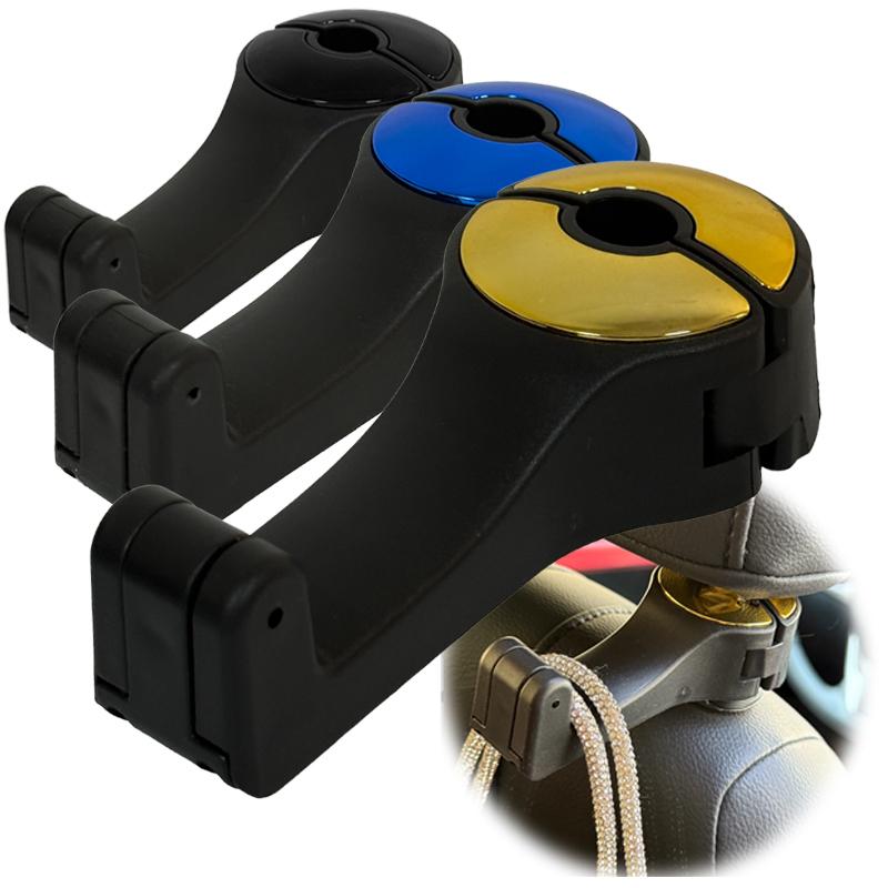 Car Lock Type Phone Holder Creative Rear Headrest Multifunctional Hook Car Mounted Hook Black Phone Holder Hooks 1/2pcs Ornament