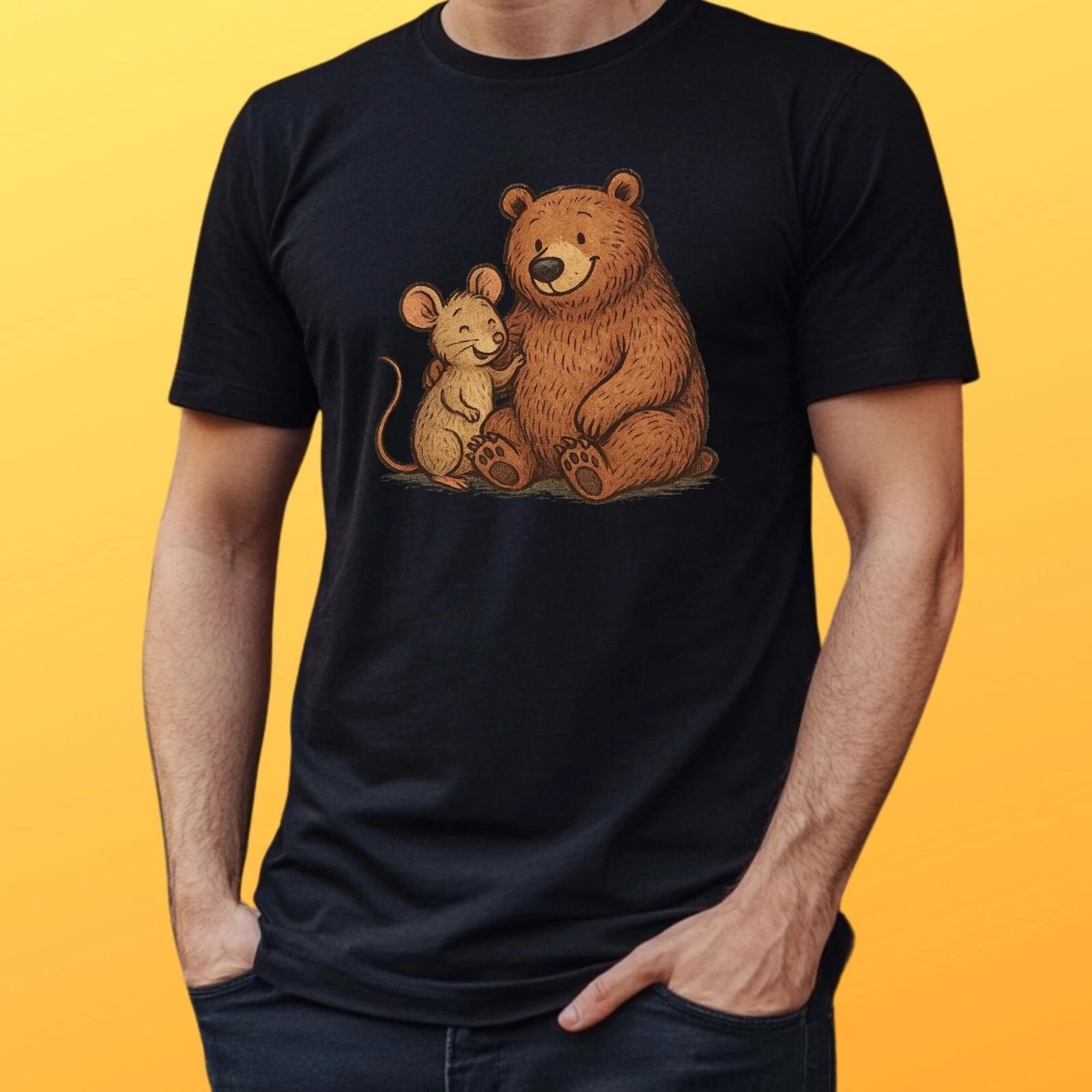 T-Shirt Herren Maus und Bär Freunde Motiv Baumwolle Größe S bis 5XL XXXXL
