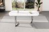 Extendable Dining Table 140/180 x 80 cm, Modern Style, High-Strength Alloy Bracket, Suitable for 4-6 People, White + Silver-Plated Table Legs