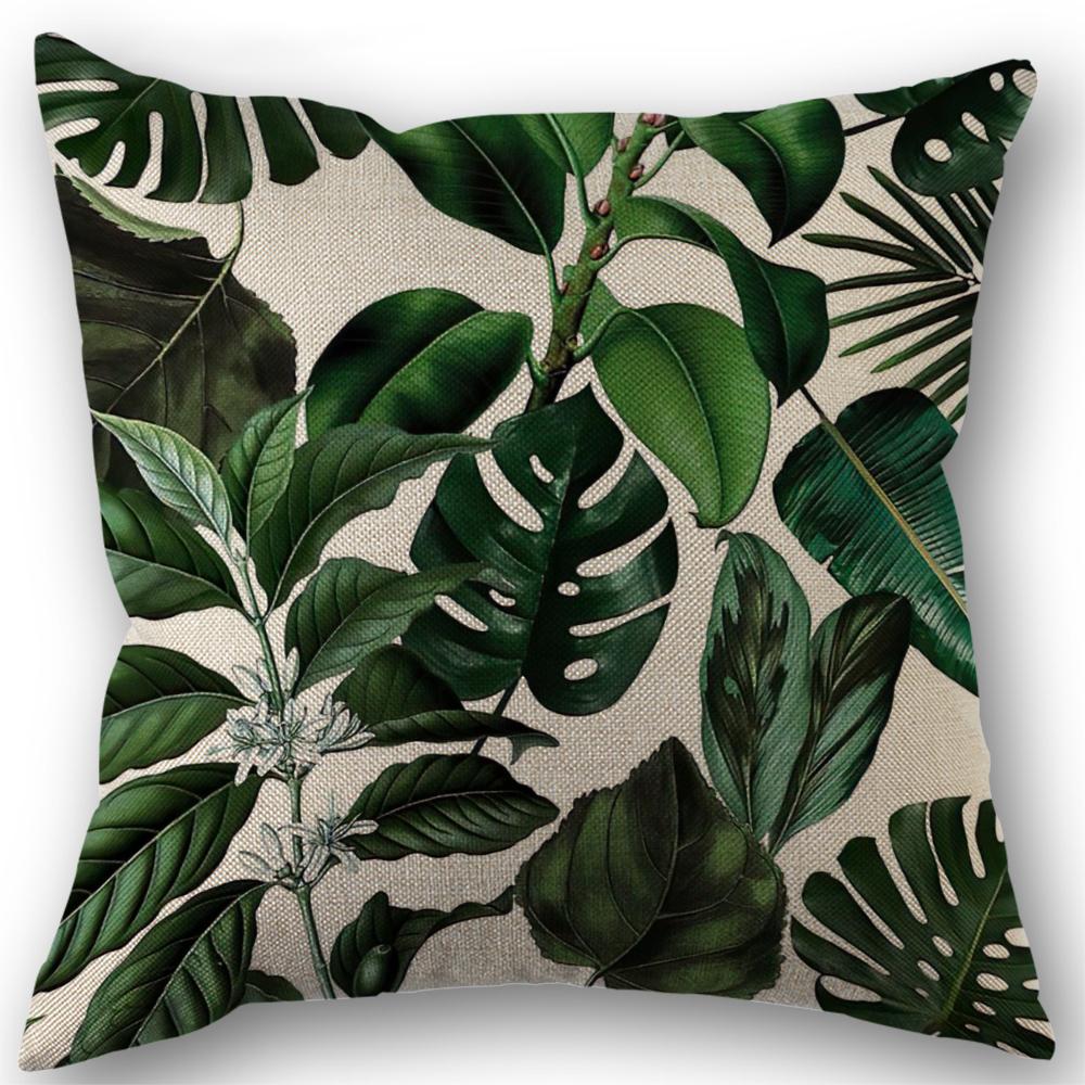 Tropical Forest Leaf Pillow Coversliving Room Sofa Cushion Cover, Soft And Comfortable, Bedroom Room Decoration