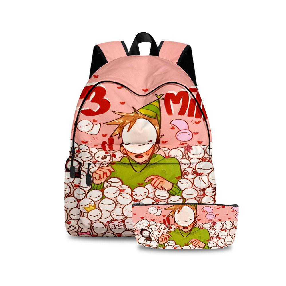 2pcs/set Dreamwastaken Dream Smp 3d Printed Backpack Schoolbag Pencil Bag For Men And Women