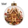 Winter Festival Decor Glowing Christmas Story Ornament, Mini Holiday Scene In Ball Hanging Decoration, Lighted Baubles Light Up Acrylic Clear Pendant