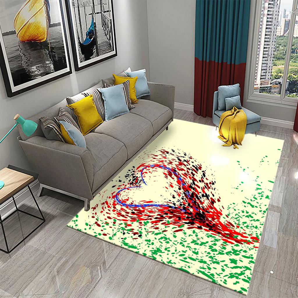 Romantic Love Pattern Carpet Living Room Carpet Bedroom Bathroom Decorative Mat Corridor Door Mat Non-slip Entrance Mat Gifts