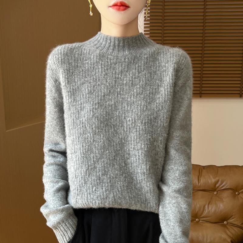 Women's Cashmere Sweater Qinghe Cashmere 30% Cashmere 70% Wool Women's Autumn and Winter Thick Cashmere Pullover Soft and Warm