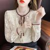 Women's Plus Size Fleece-Lined Chiffon Lace Top - Autumn/Winter Warm, Versatile & Stylish