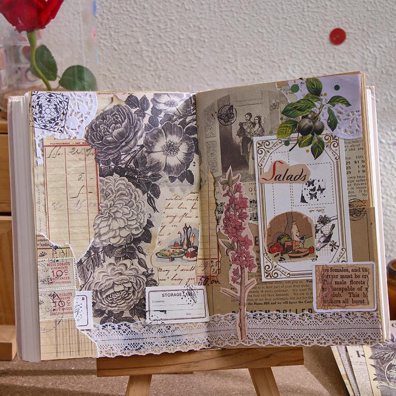 Yan Youmei Dekorationssticker im Vintage-Stil: Kreatives Journal-Set mit 8 Designs