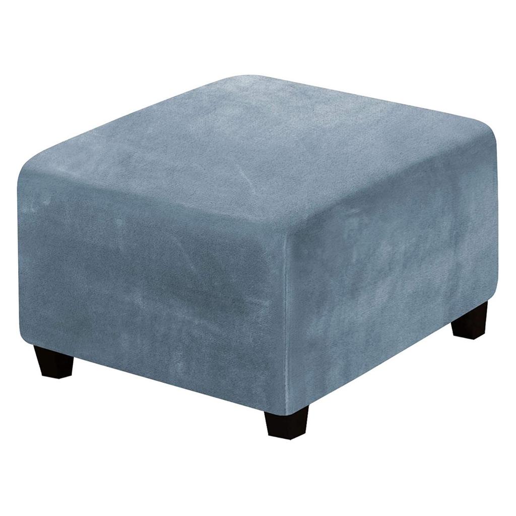 Elastic Anti-Scratch Ottoman Cover: Solid Color Footstool Protector for Home Use