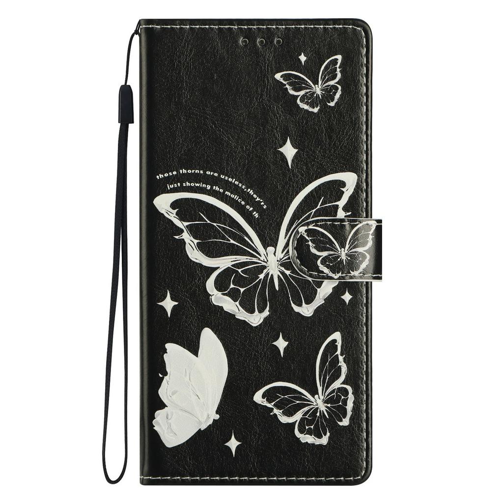 For iPhone 17 Pro Case Pattern Printing Wallet Stand Flip Leather Phone Cover with Strap