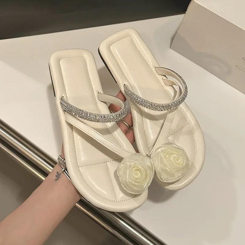 Fashion Fairy Flower Flip-Flops Women's Outside Wear Flat Bottom Summer New Beach Temperament Foot-in Non-slip Cool Mopping