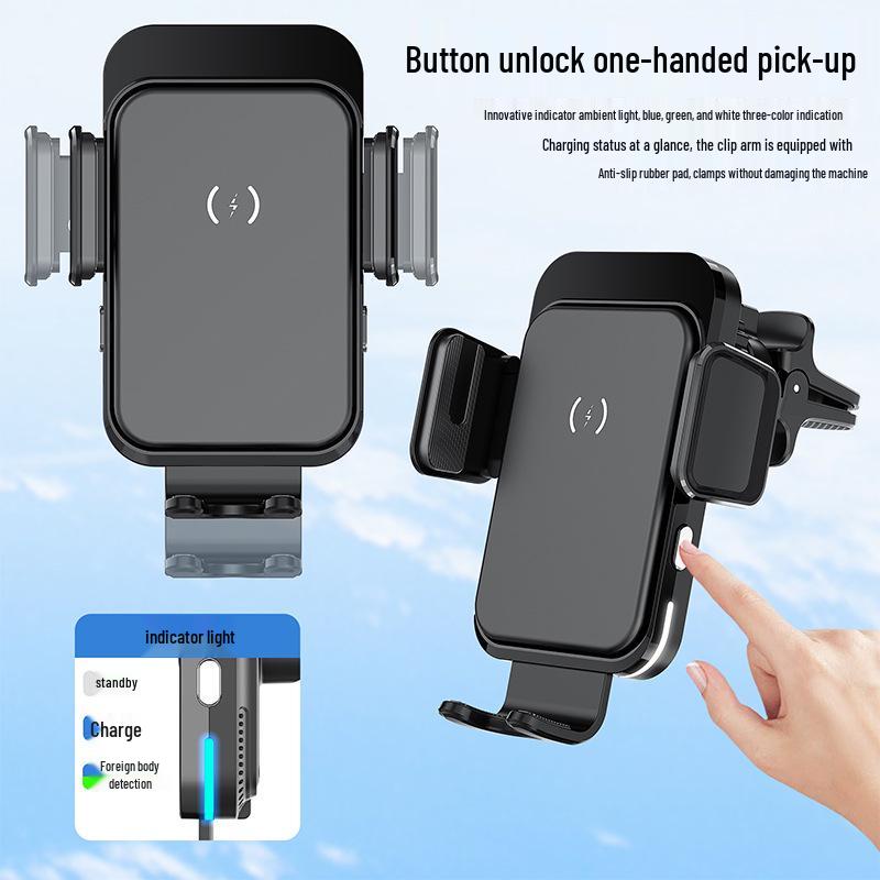 15W Fast Charging Smart Car Wireless Phone Holder with Auto-Sensing & Air Vent Mount