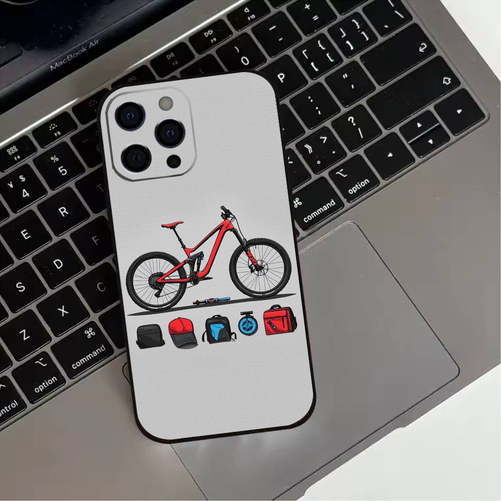 

Mountain Bike Bicycle cool Phone Case For iPhone 17,16,15,14,13,12,11 Plus,Pro Max,XS,Soft Silicone Black Cover iPhone17PRO